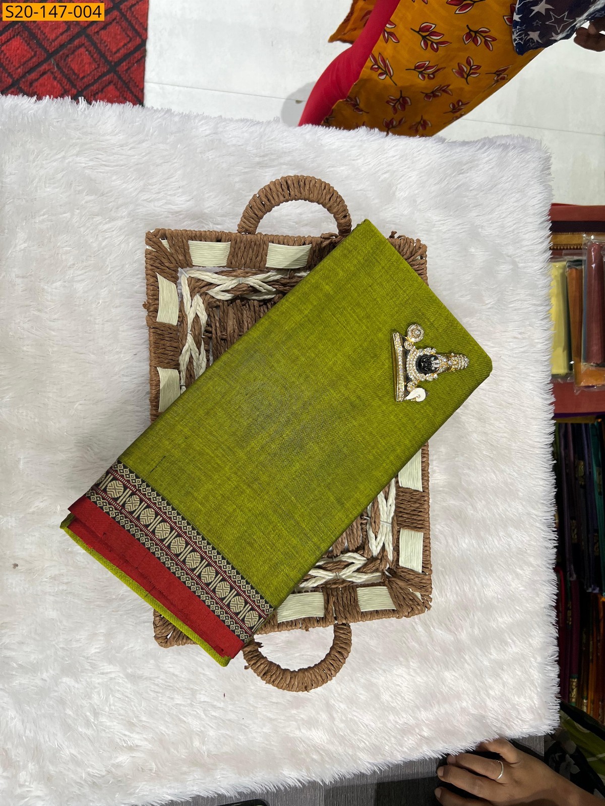 Green Traditional narayanpet drapes saree
