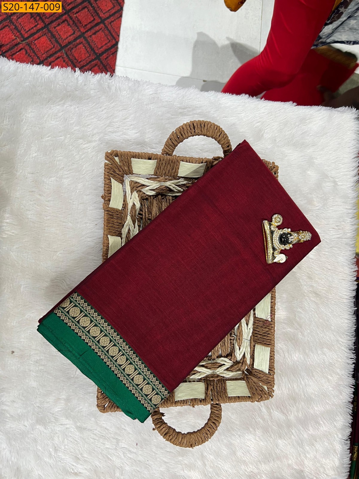 Maroon Traditional narayanpet drapes saree