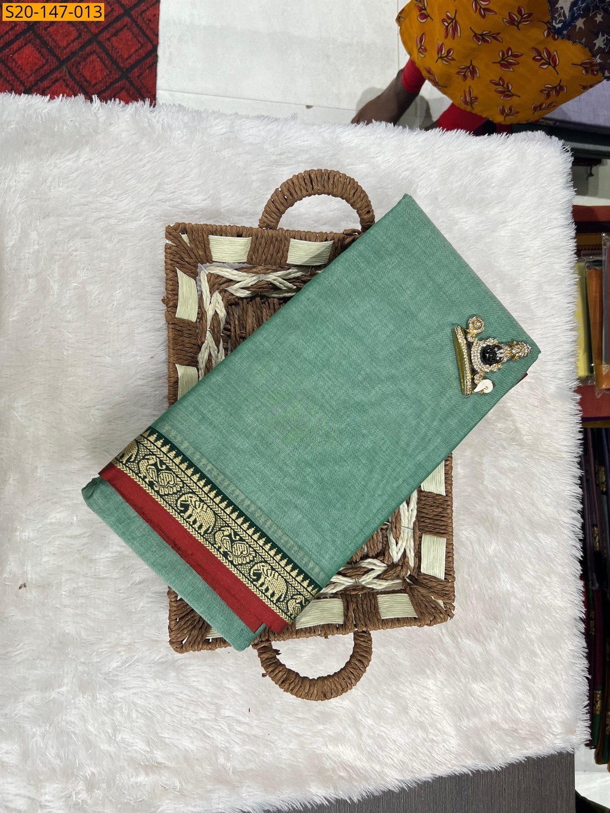 Green Traditional narayanpet drapes saree