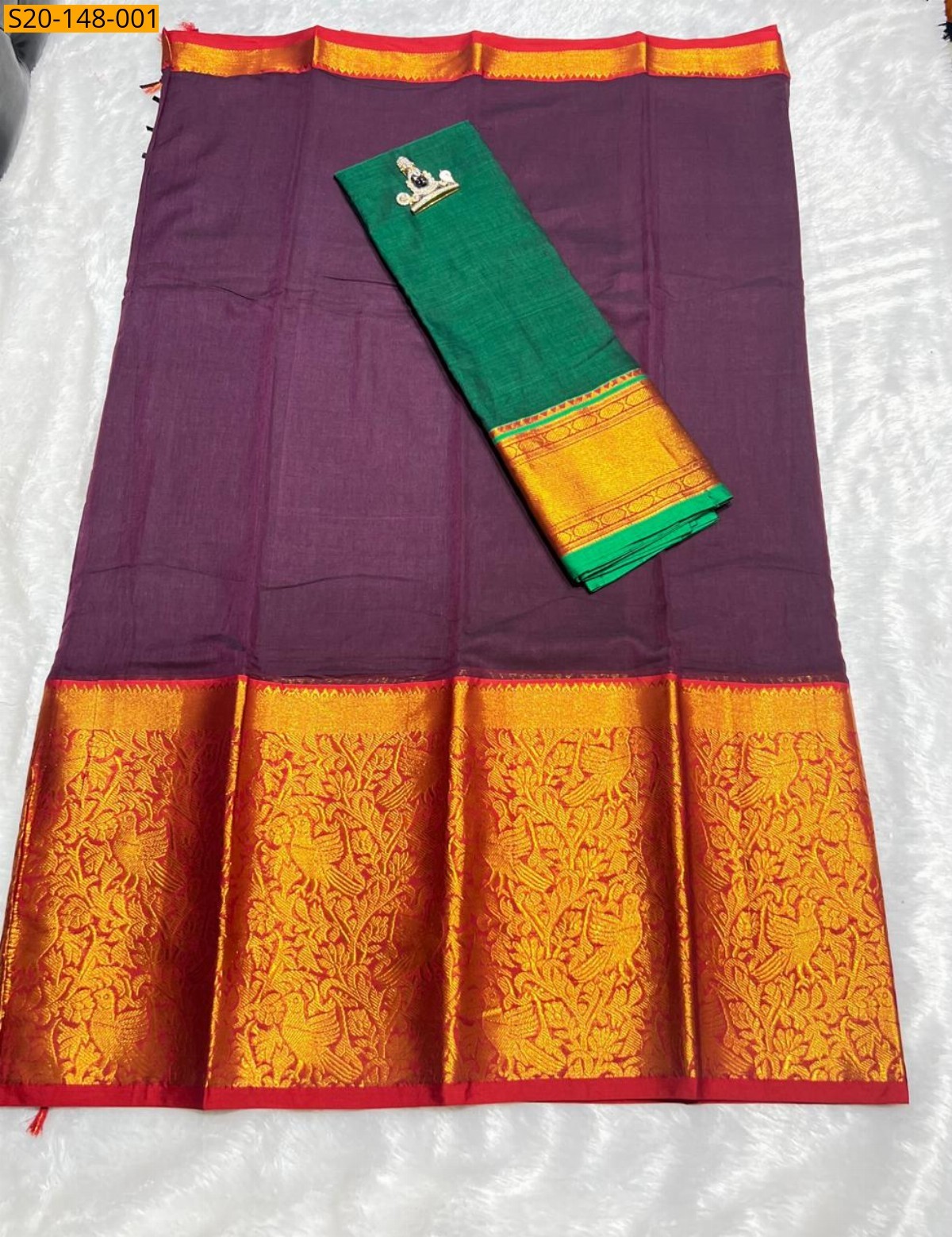 White Traditional handwoven narayanpet Half saree