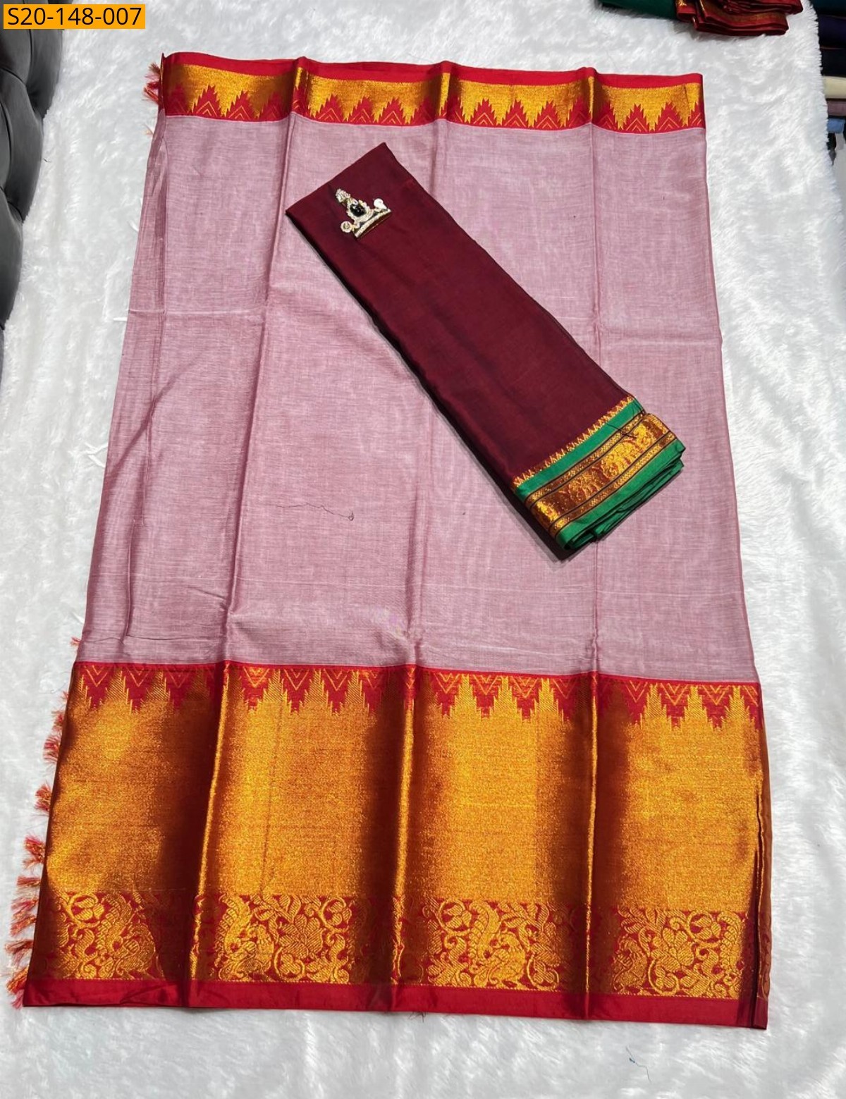 Gray Traditional handwoven narayanpet Half saree