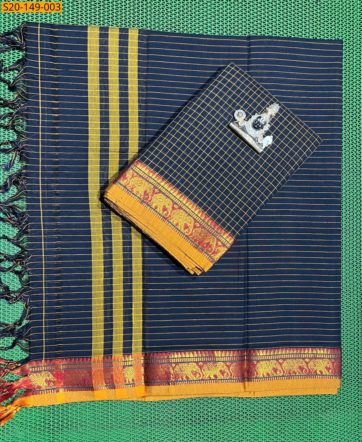 Blue Traditional handwoven narayanpet dress material