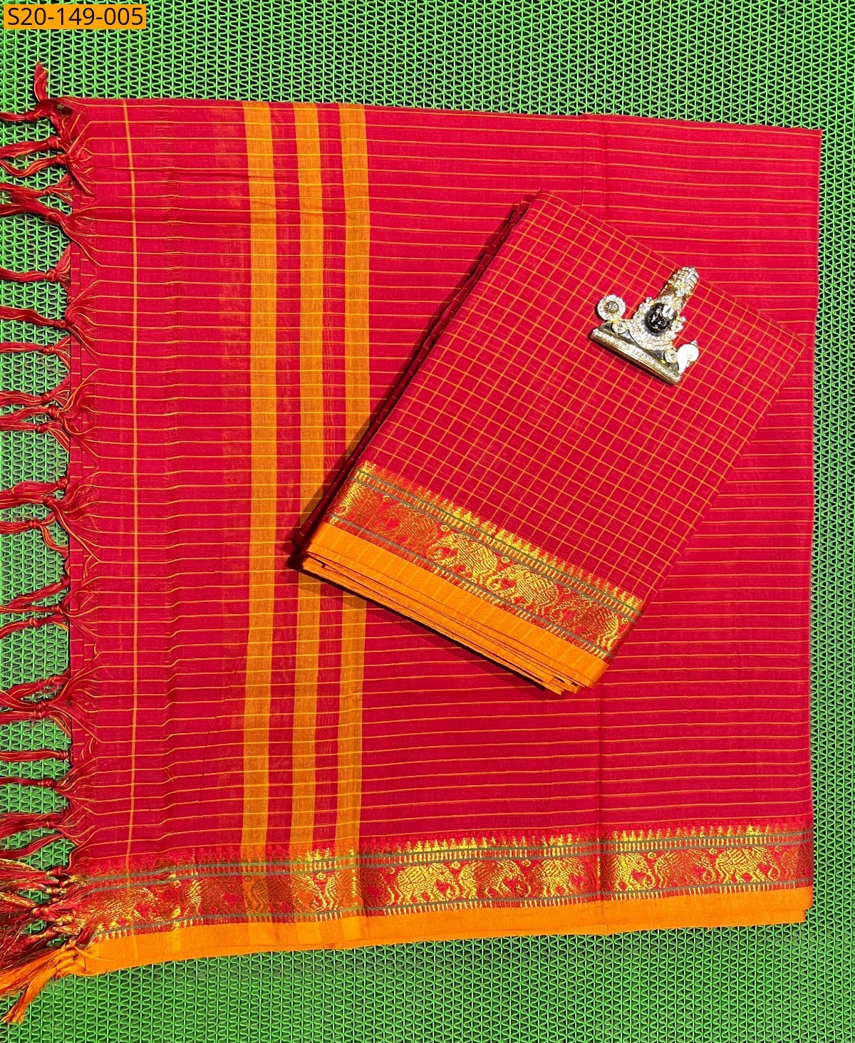 Red Traditional handwoven narayanpet dress material