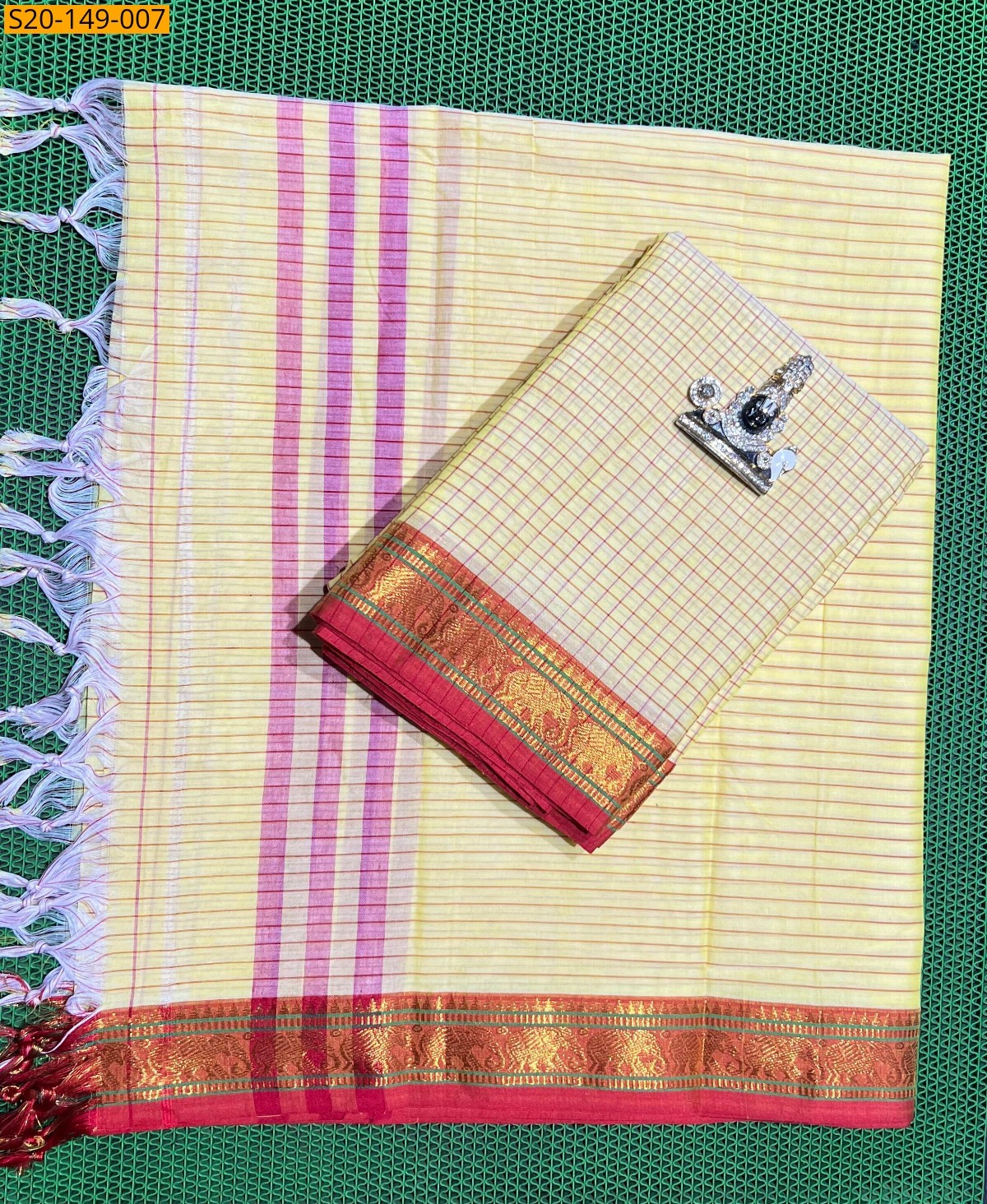 Yellow Traditional handwoven narayanpet dress material