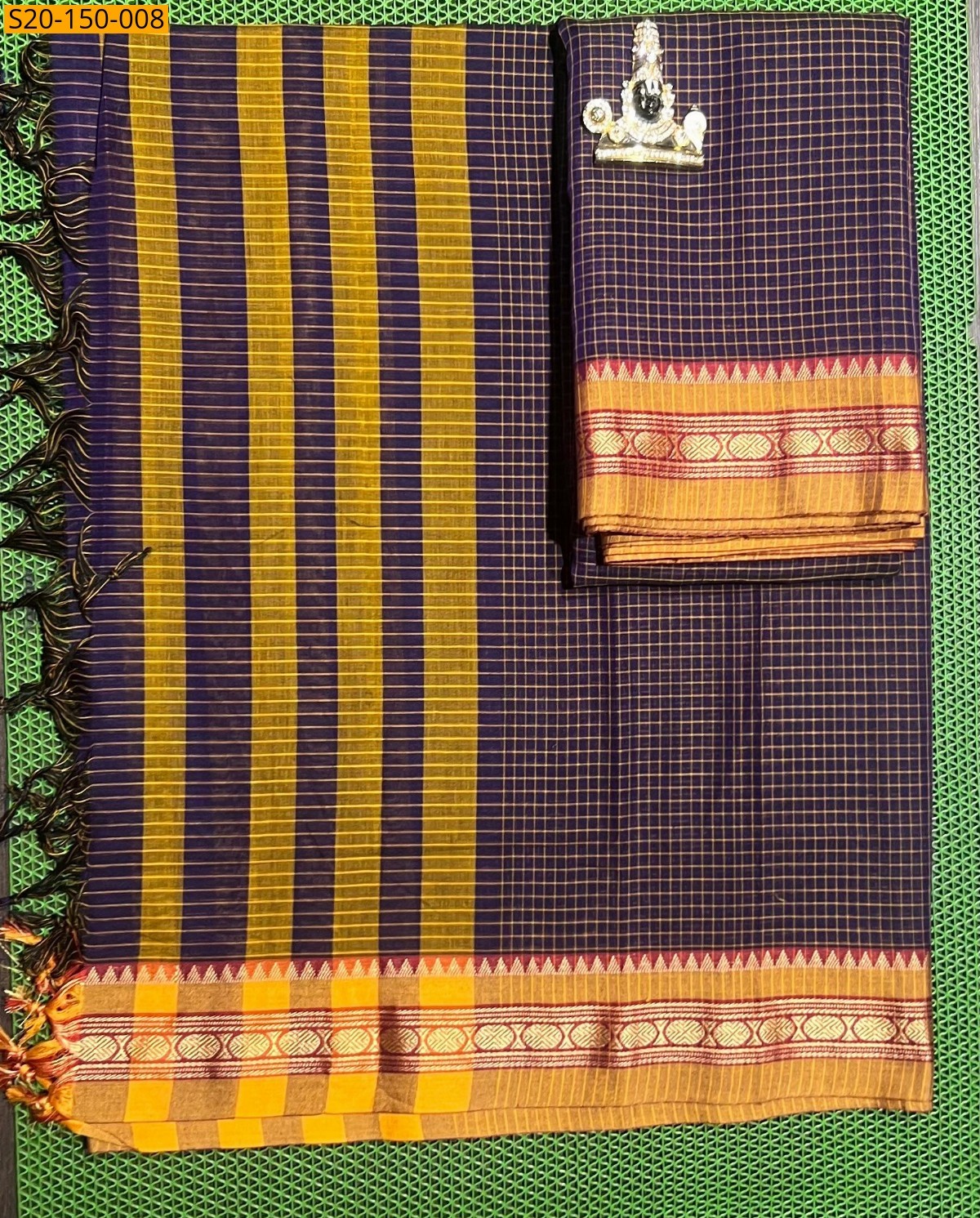 Black Traditional handwoven narayanpet Material