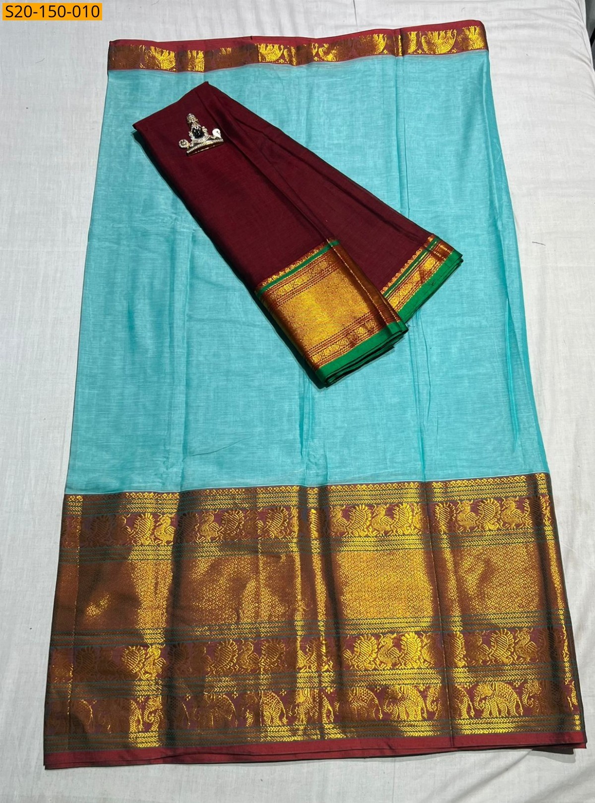 Sky Blue Traditional handwoven narayanpet Dress material 