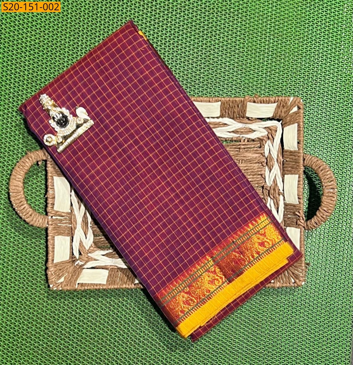 Brown Traditional narayanpet drapes saree