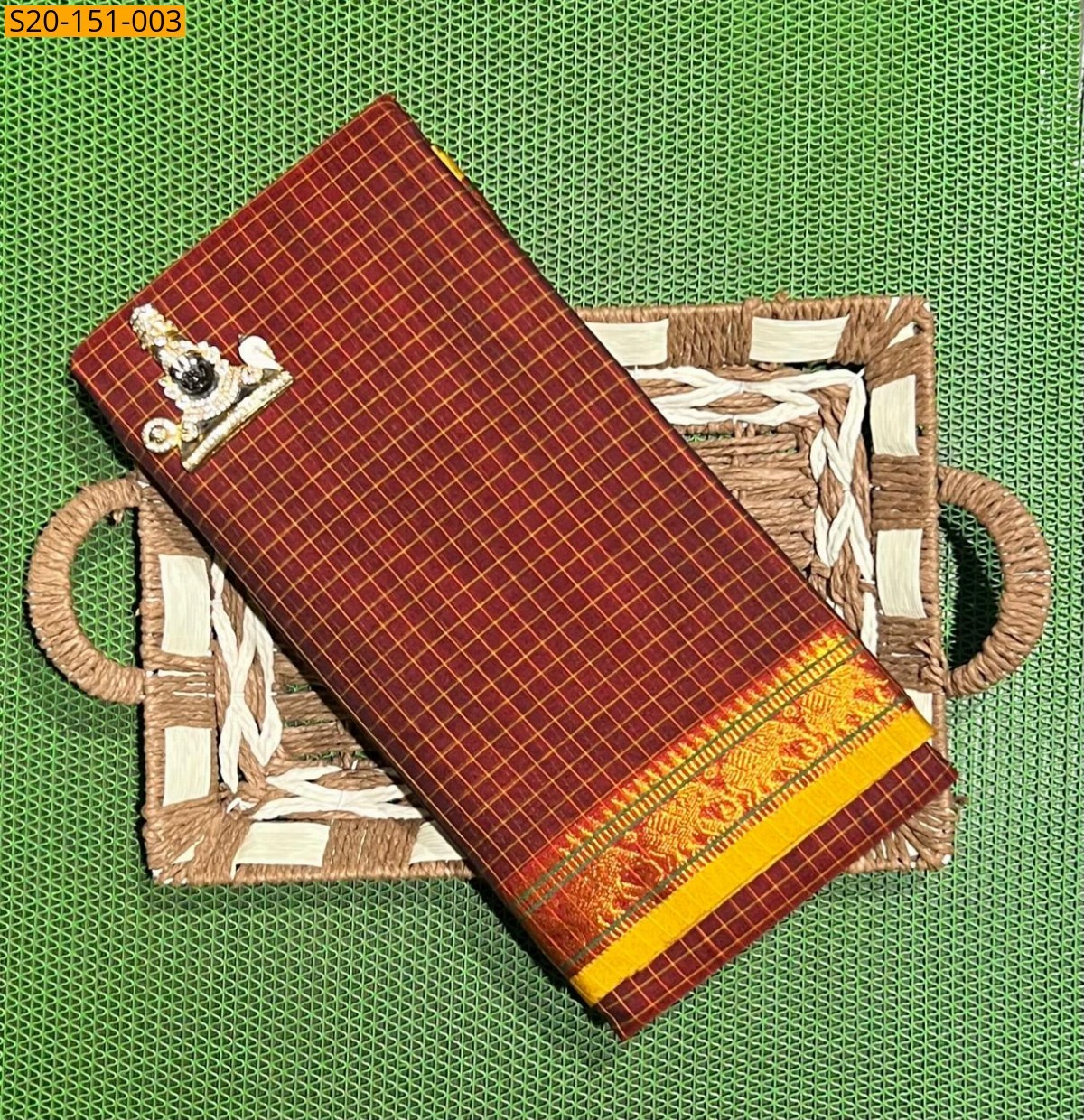 Maroon Traditional narayanpet drapes saree