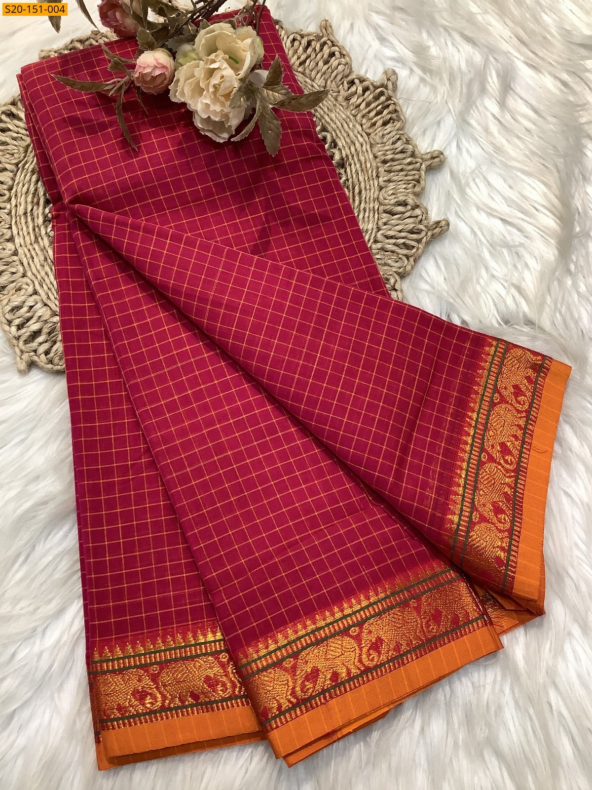 Pink Traditional narayanpet drapes saree
