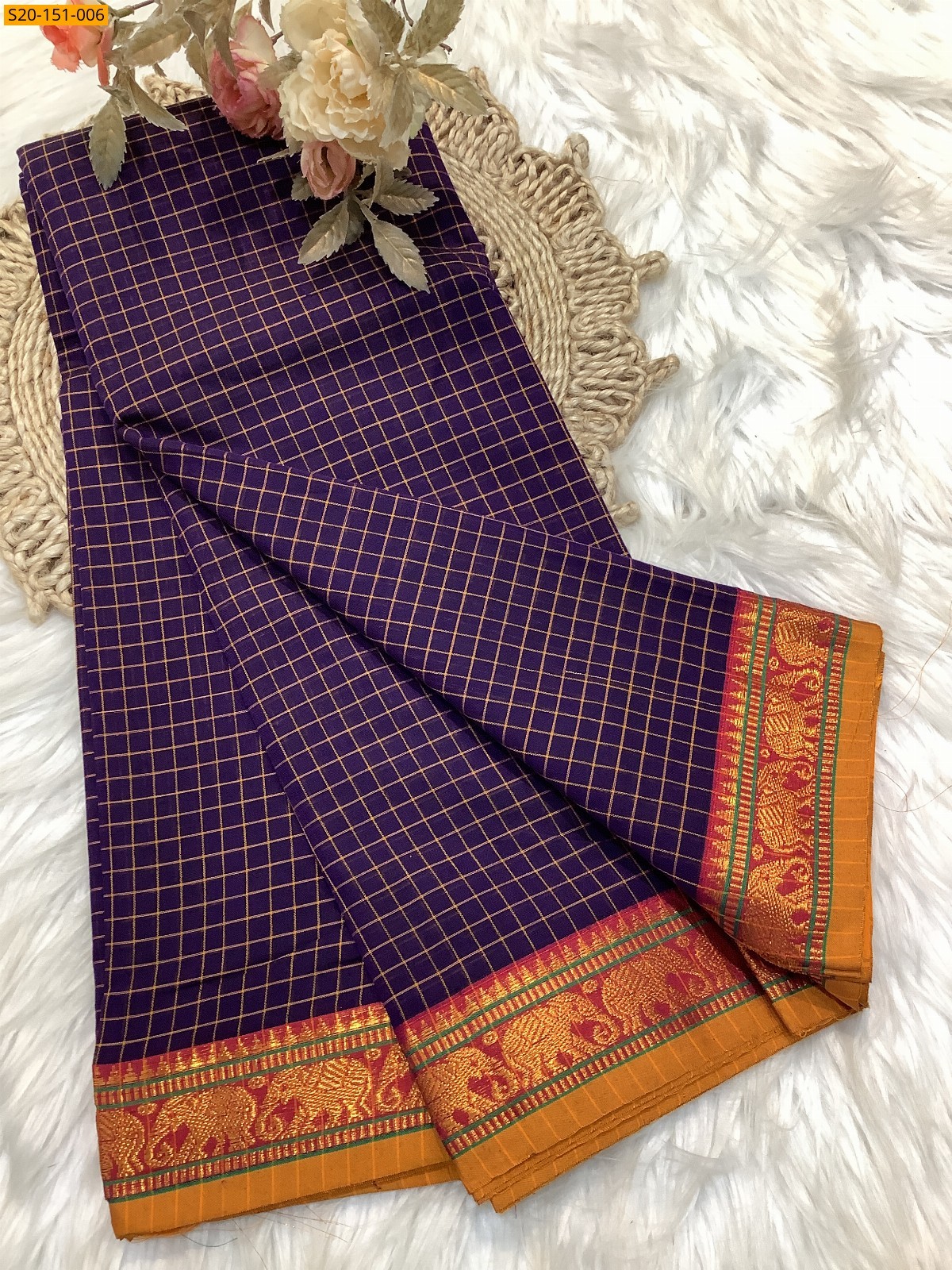 Violet Traditional narayanpet drapes saree