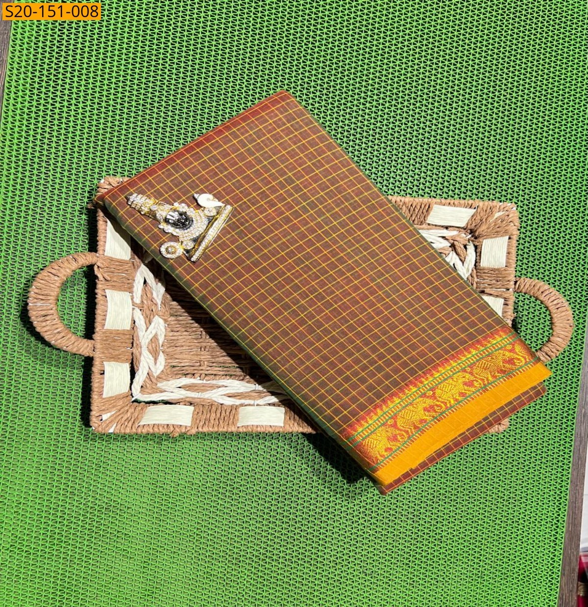 Mustard Traditional narayanpet drapes saree