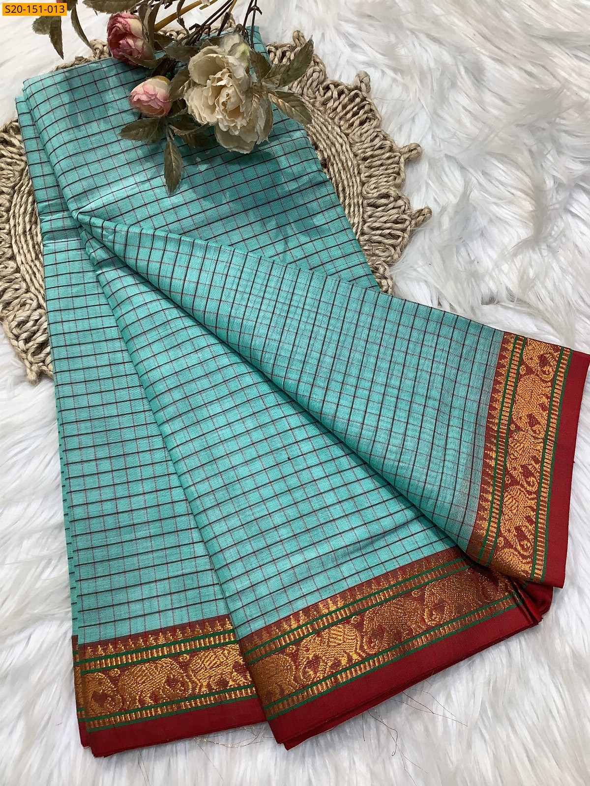 Green Traditional narayanpet drapes saree