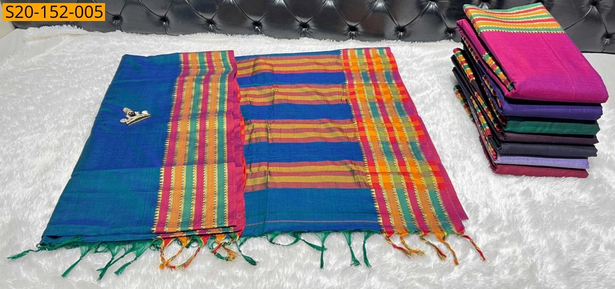Blue Traditional narayanpet drapes saree