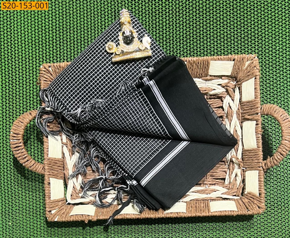 Black Traditional fancy cotton sarees