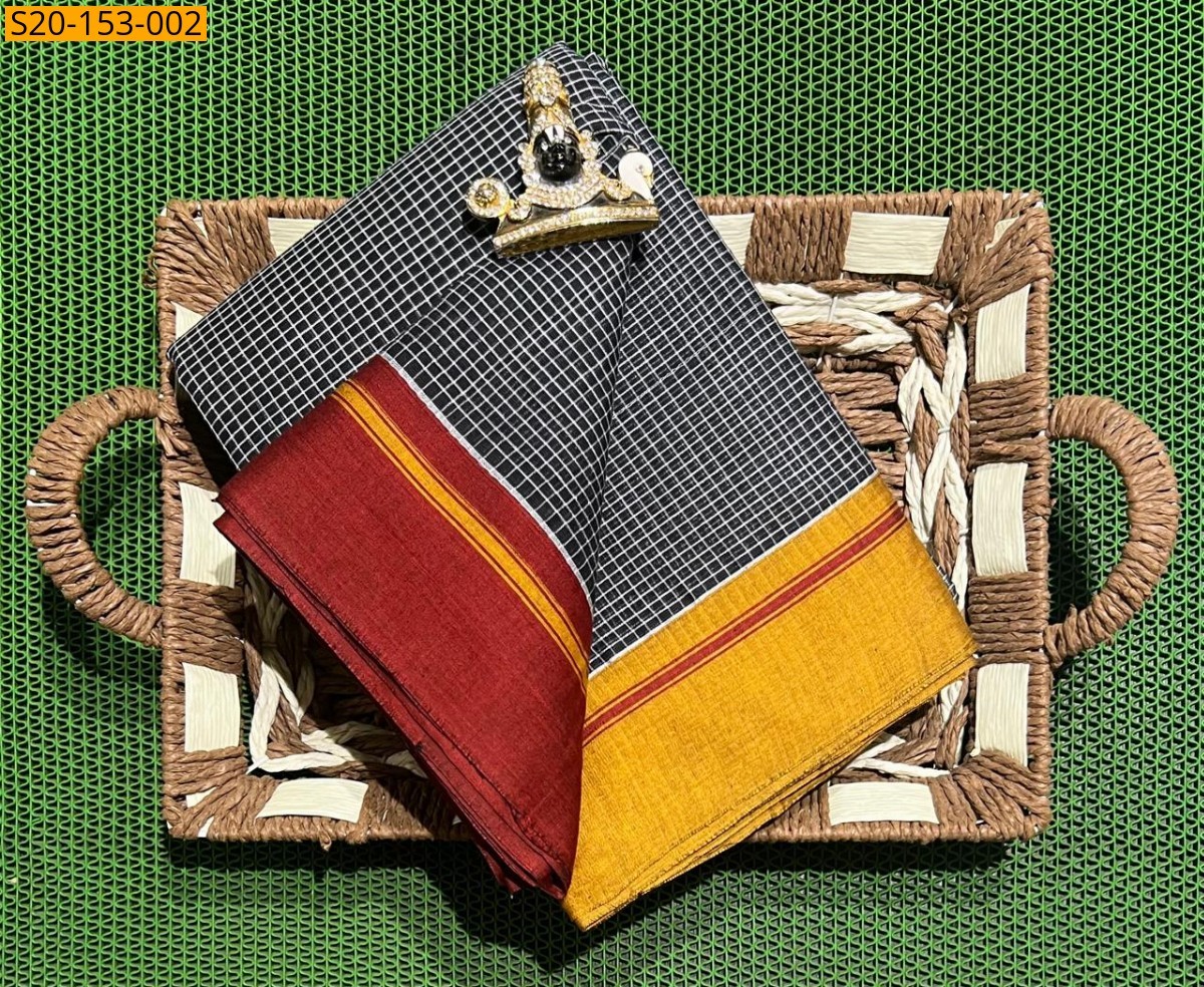 Black Traditional fancy cotton sarees