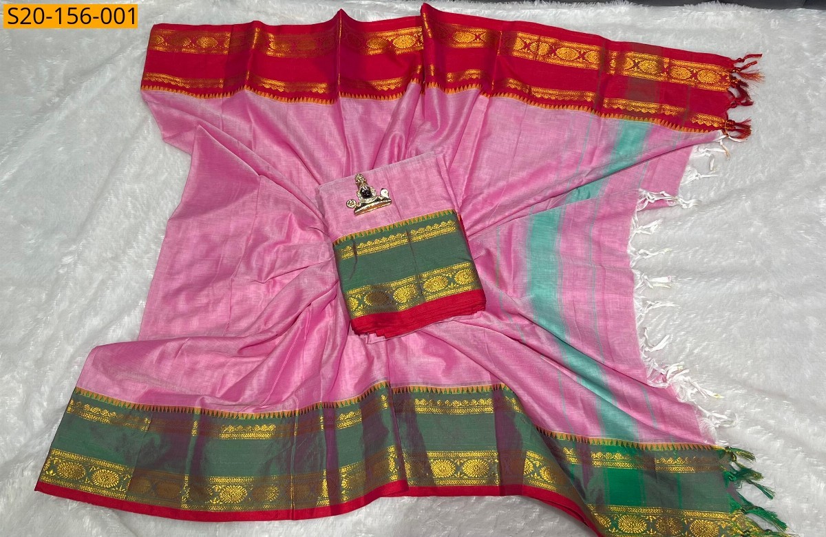 Pink Traditional handwoven narayanpet material