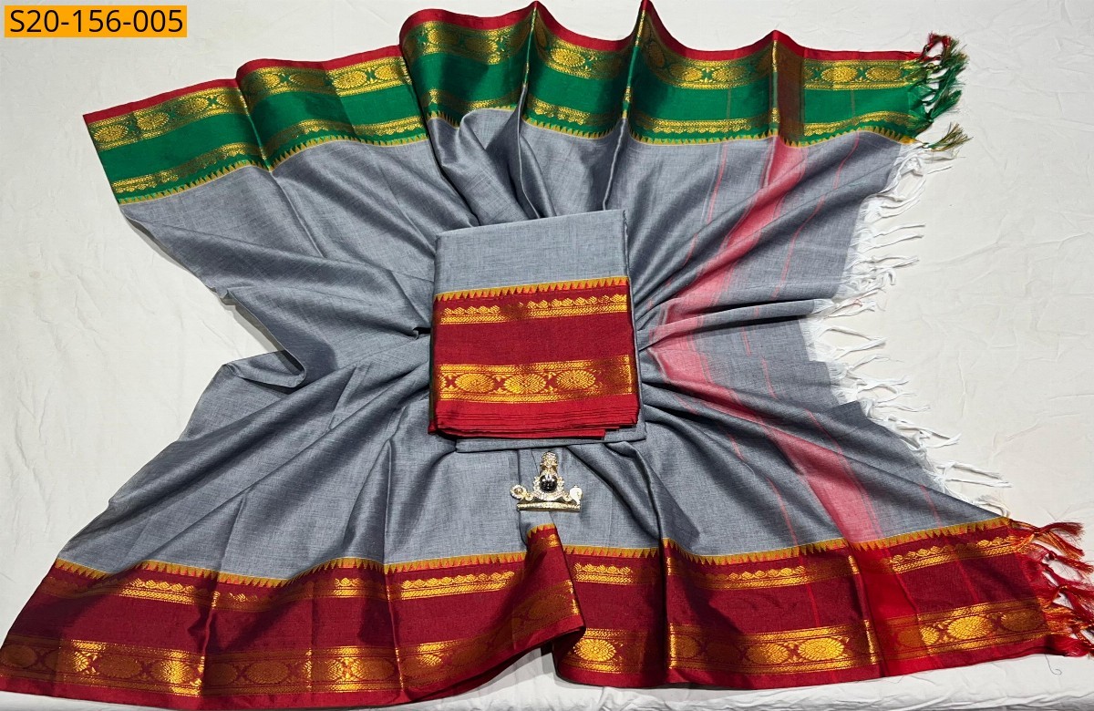 Gray Traditional handwoven narayanpet material