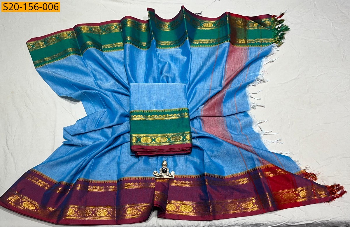 Blue Traditional handwoven narayanpet material