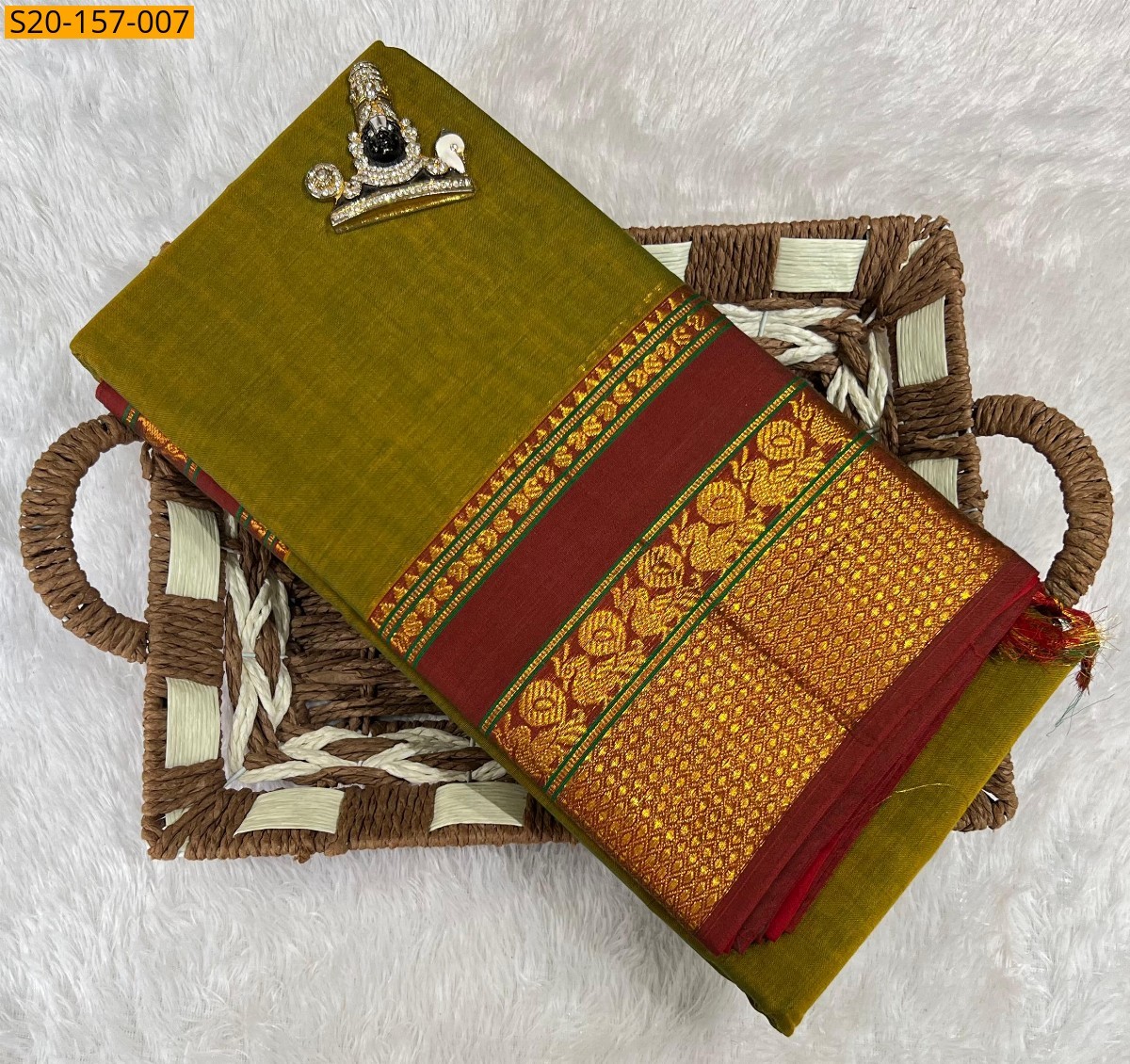 Green Traditional handwoven narayanpet cotton sarees 
