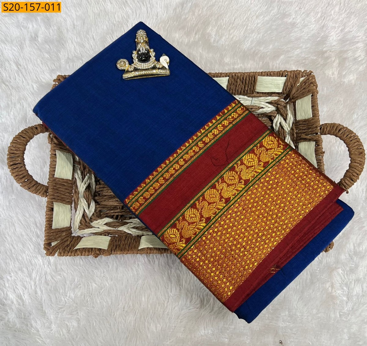 Navy Traditional handwoven narayanpet cotton sarees 