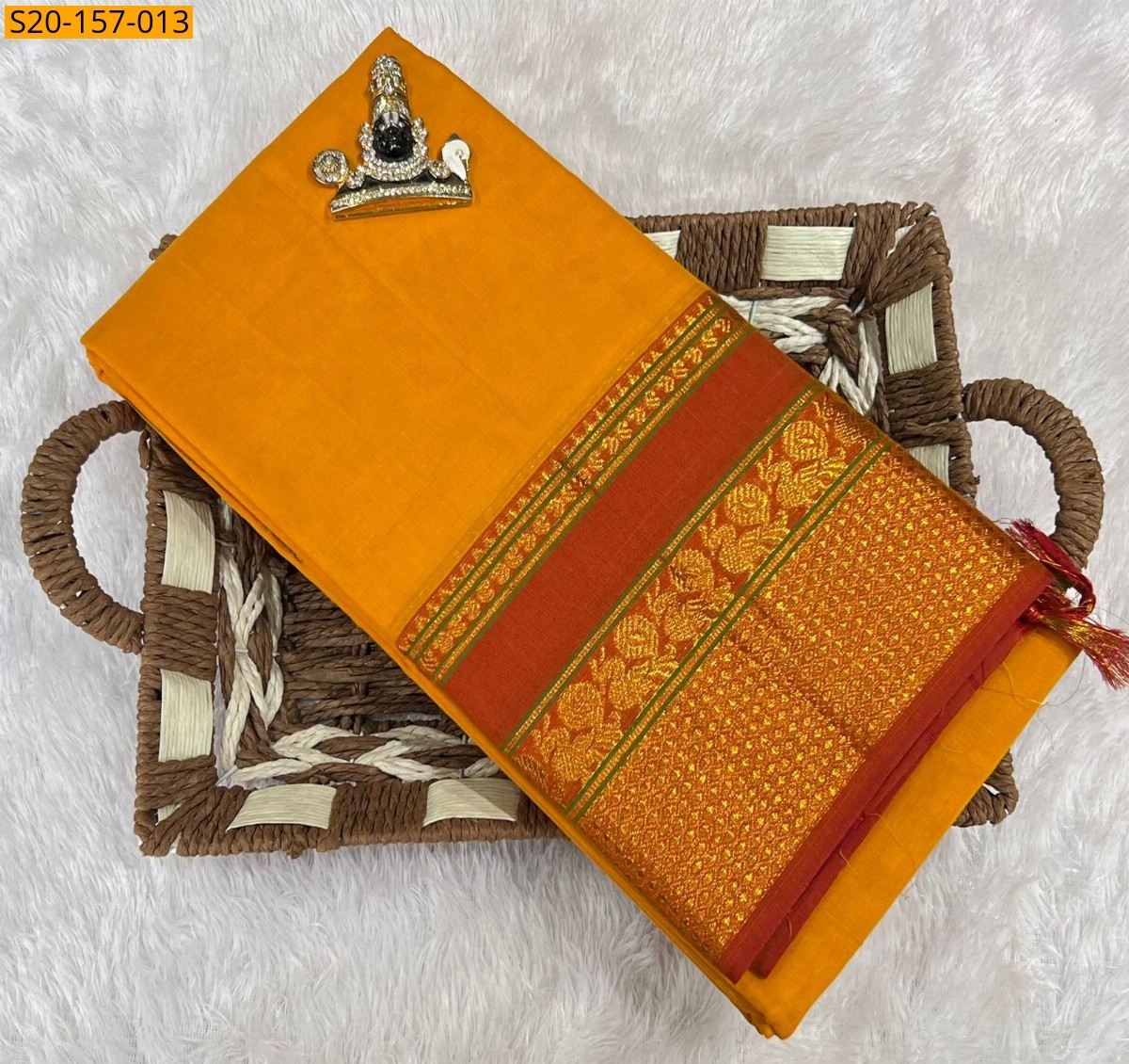 Yellow Traditional handwoven narayanpet cotton sarees 