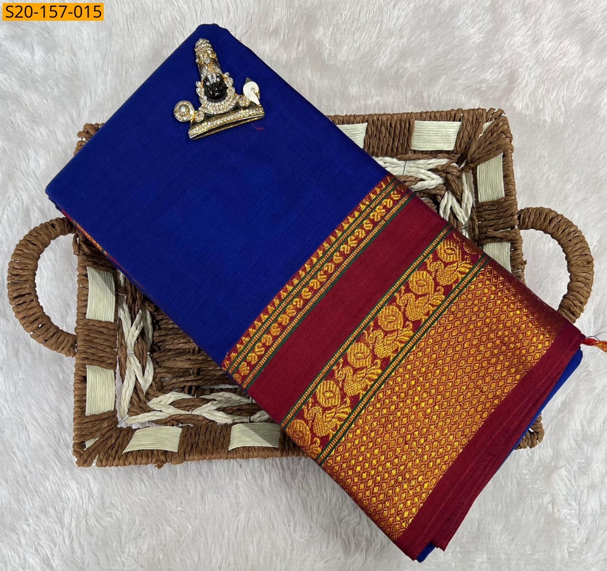 Blue Traditional handwoven narayanpet cotton sarees 