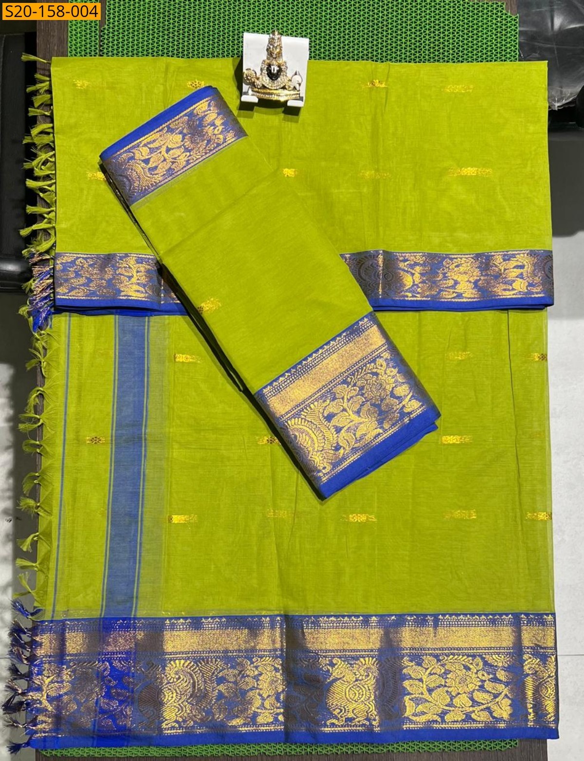 Green Kanchi cotton dress material