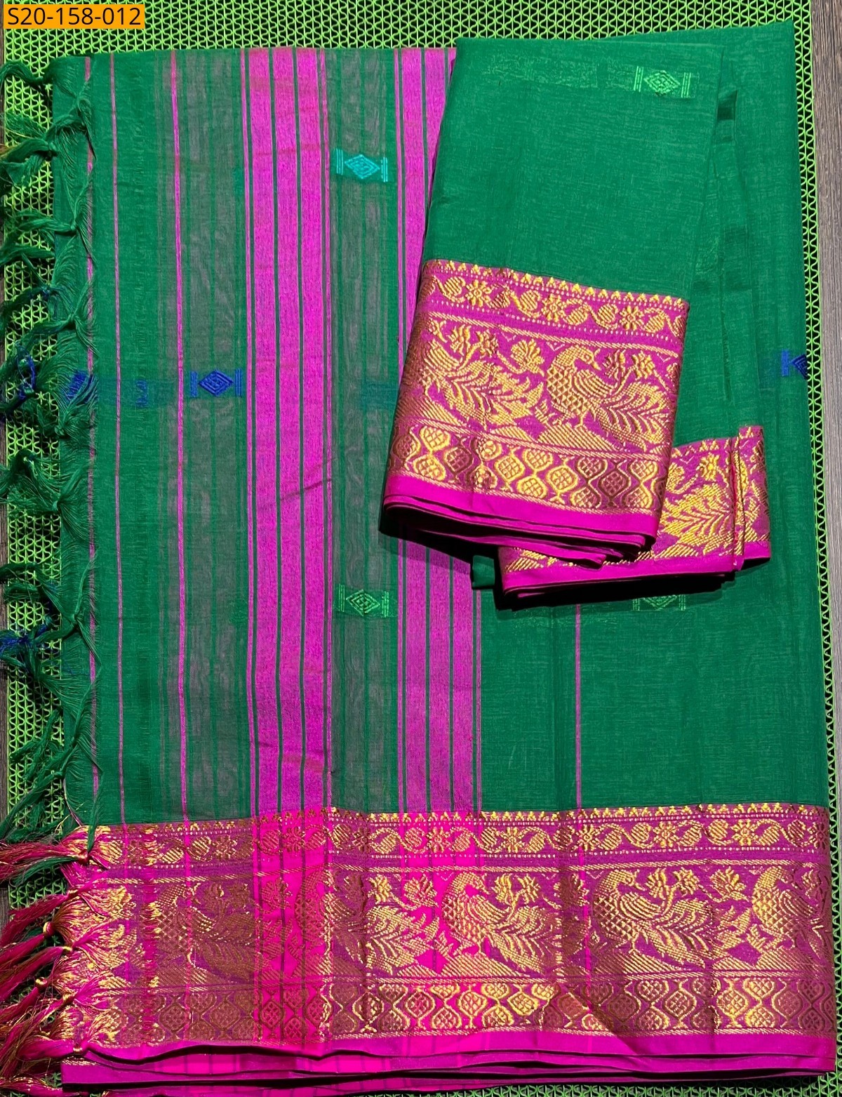Green Kanchi cotton dress material