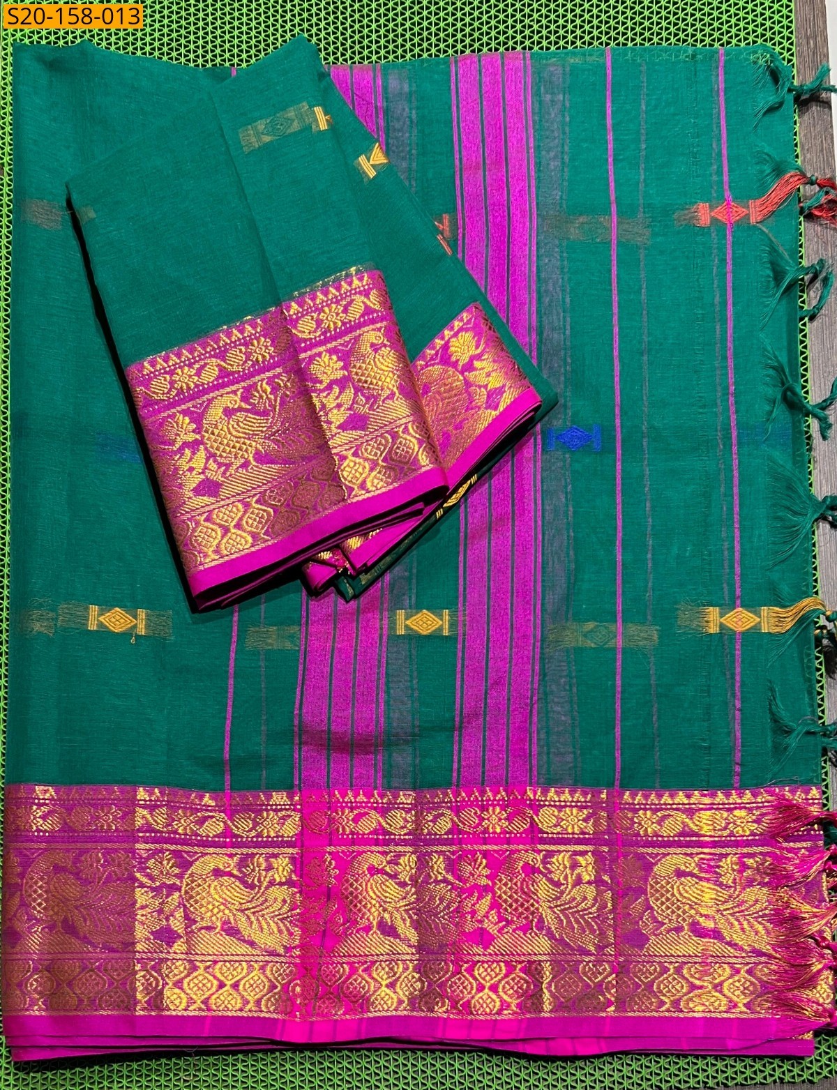 Green Kanchi cotton dress material