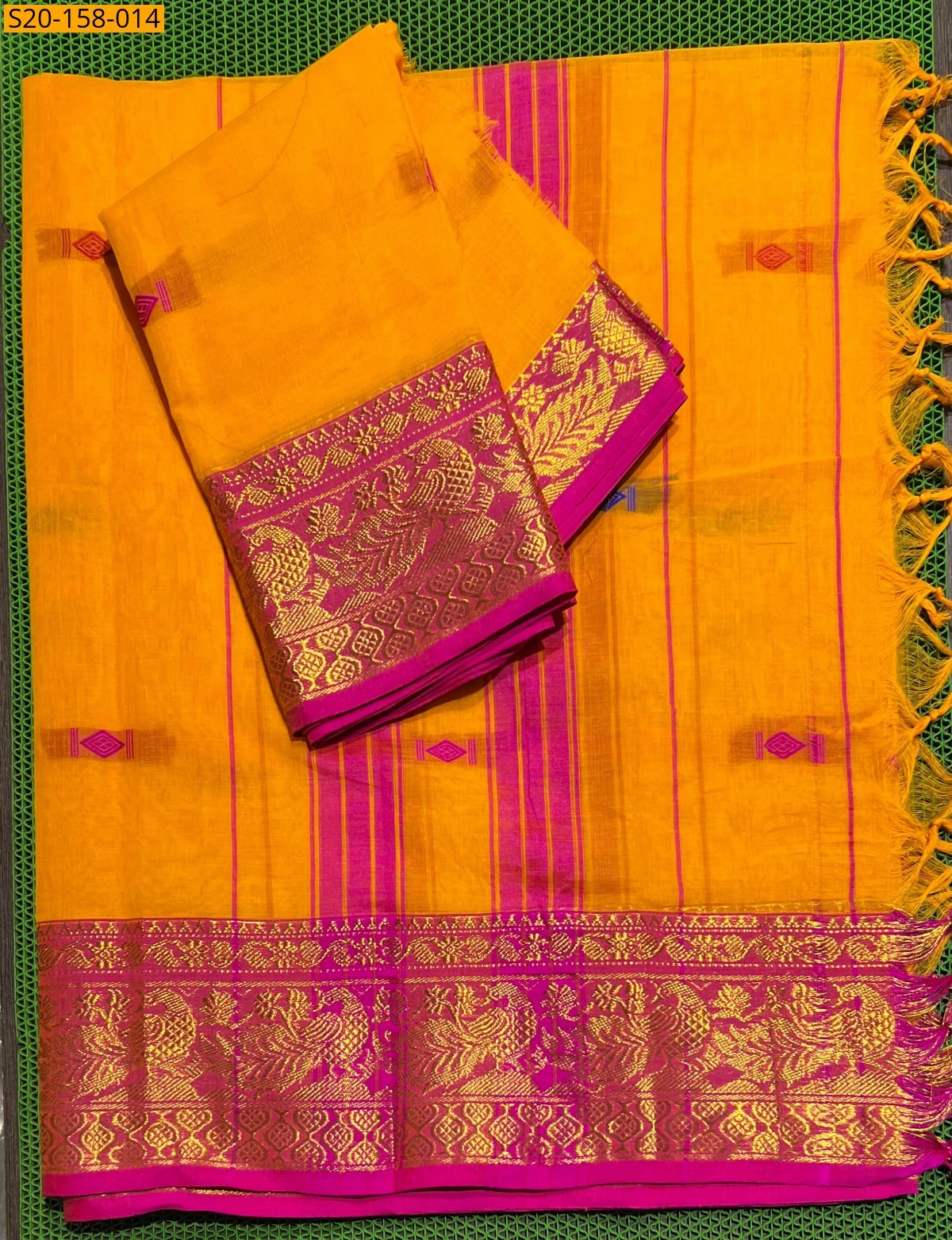 Yellow Kanchi cotton dress material