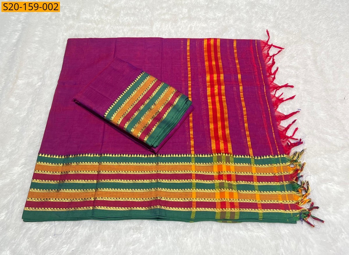 Magenta Traditional handwoven narayanpet  material