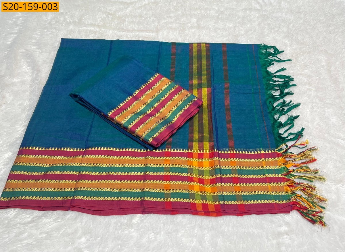 Blue Traditional handwoven narayanpet  material
