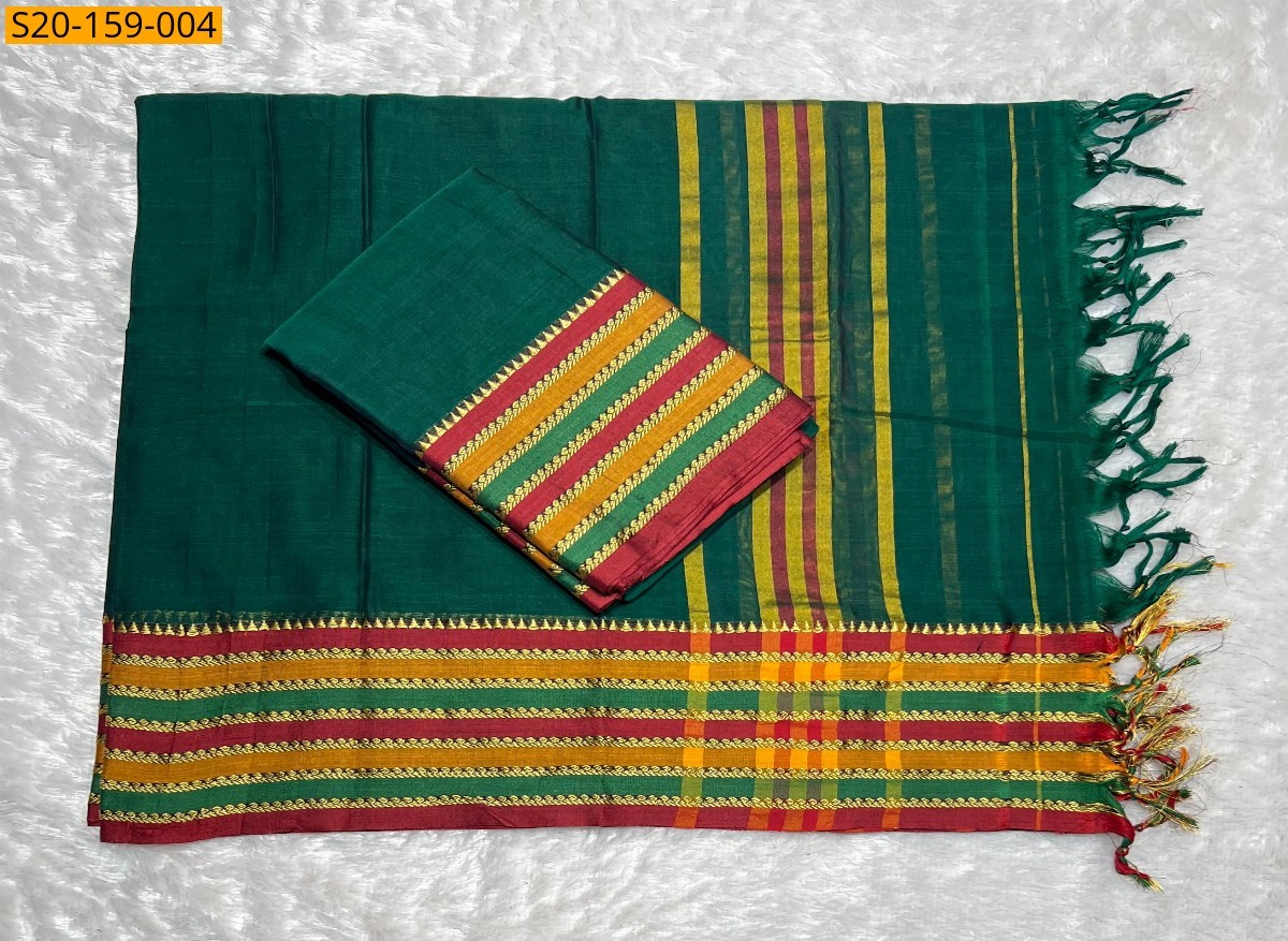 Green Traditional handwoven narayanpet  material