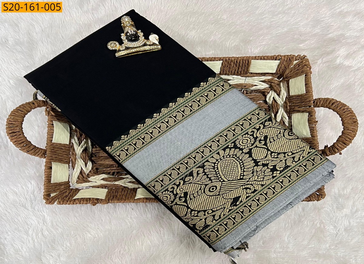 Black Traditional narayanpet drapes Sarees