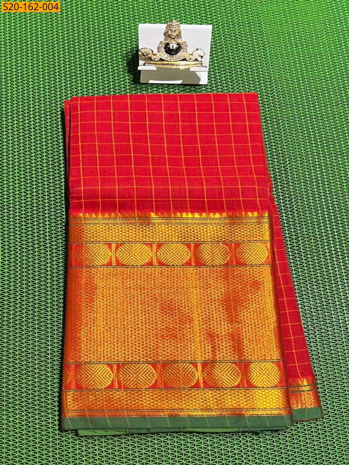 Orangw Traditional narayanpet drapes Saree