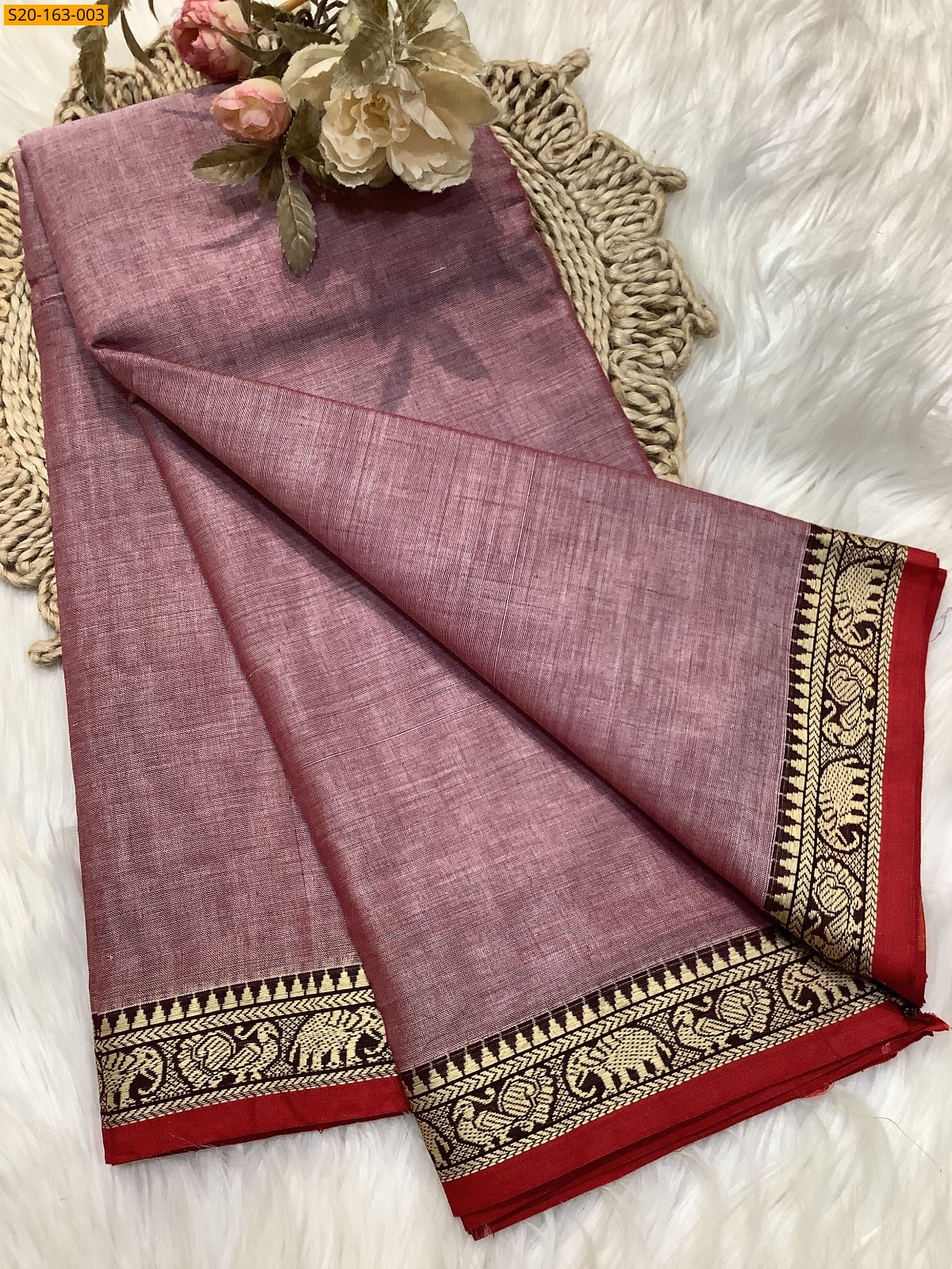 Onion Pink Traditional narayanpet drapes saree