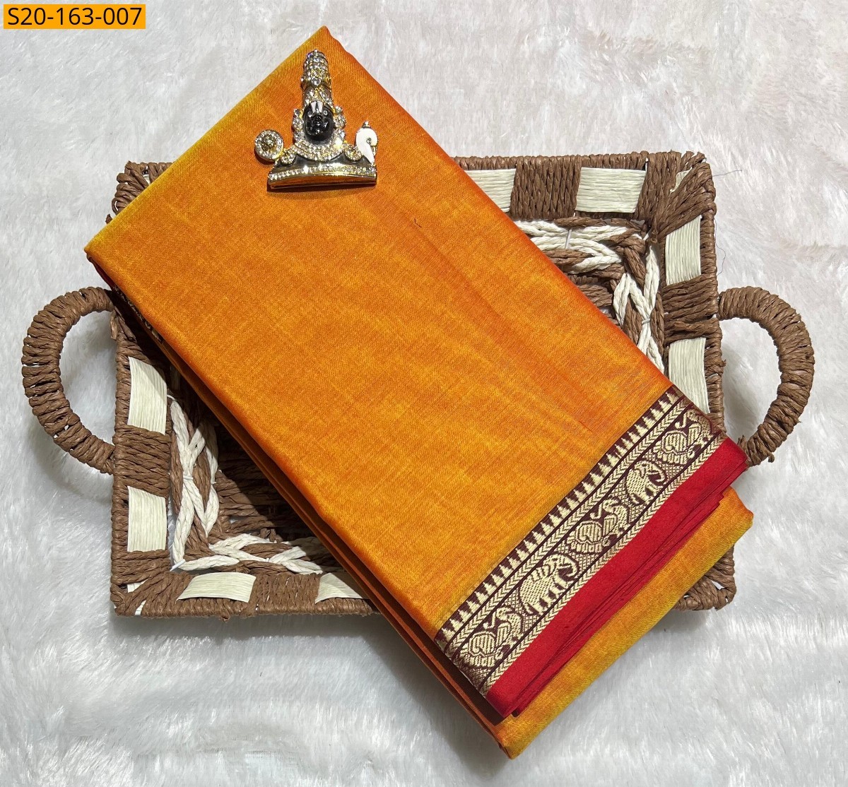 Yellow Traditional narayanpet drapes saree