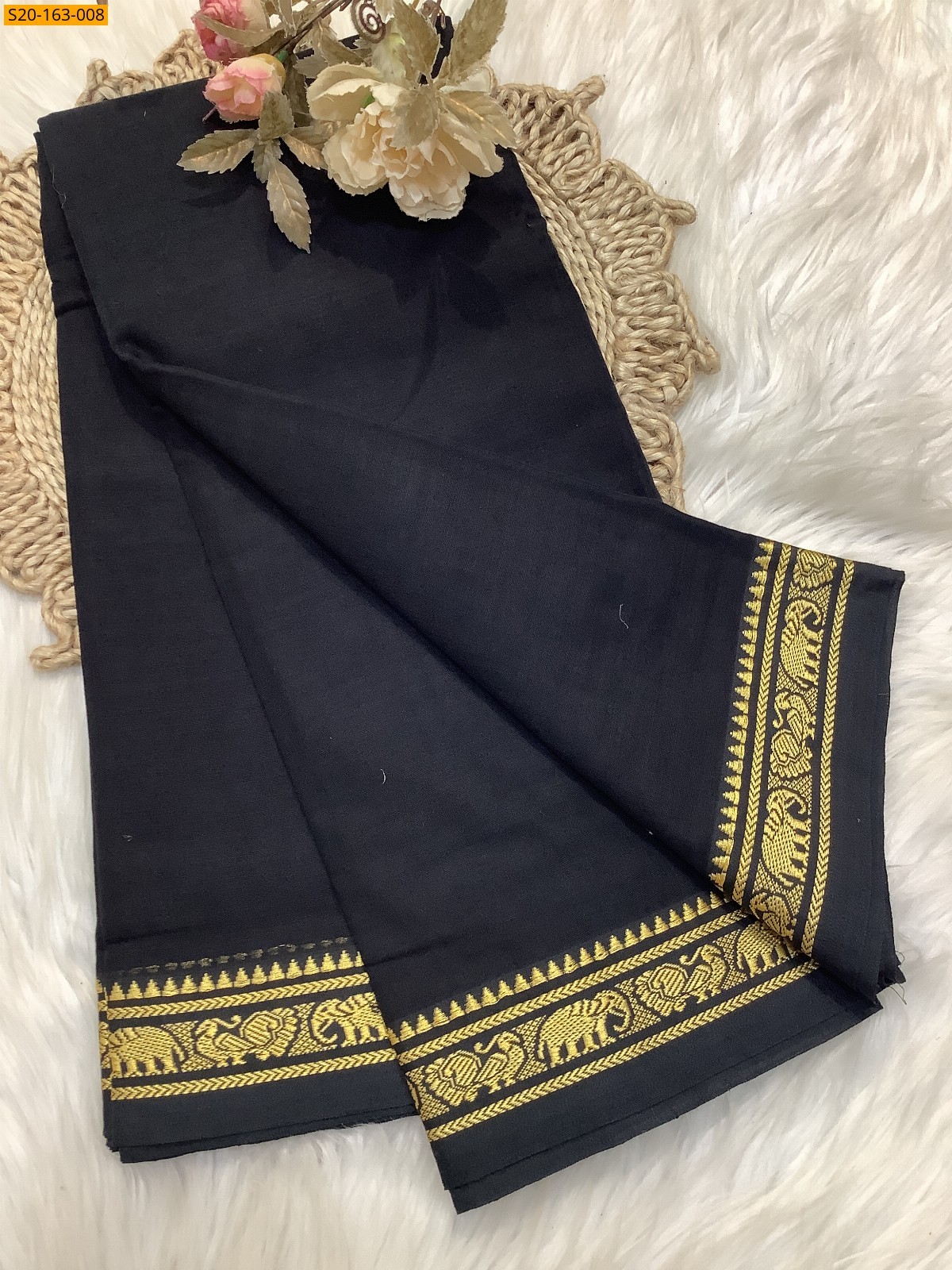 Black Traditional narayanpet drapes saree