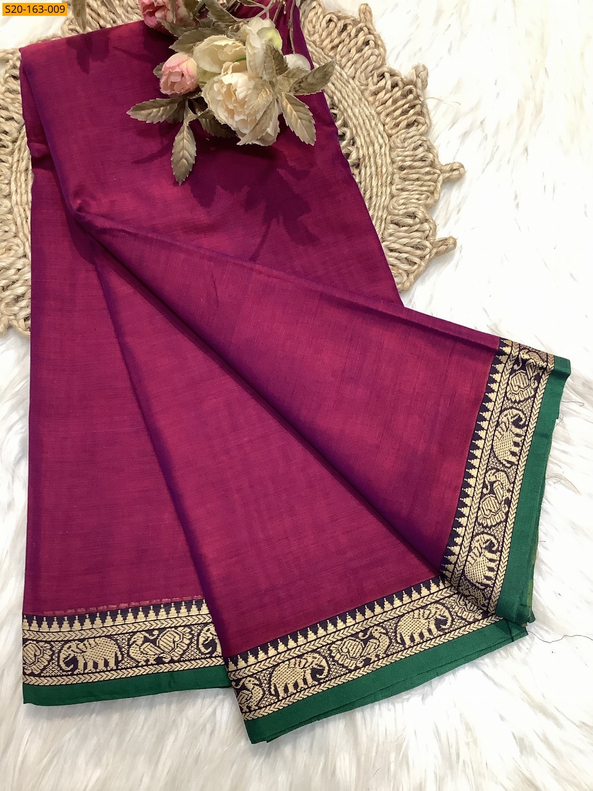 Magenta Traditional narayanpet drapes saree