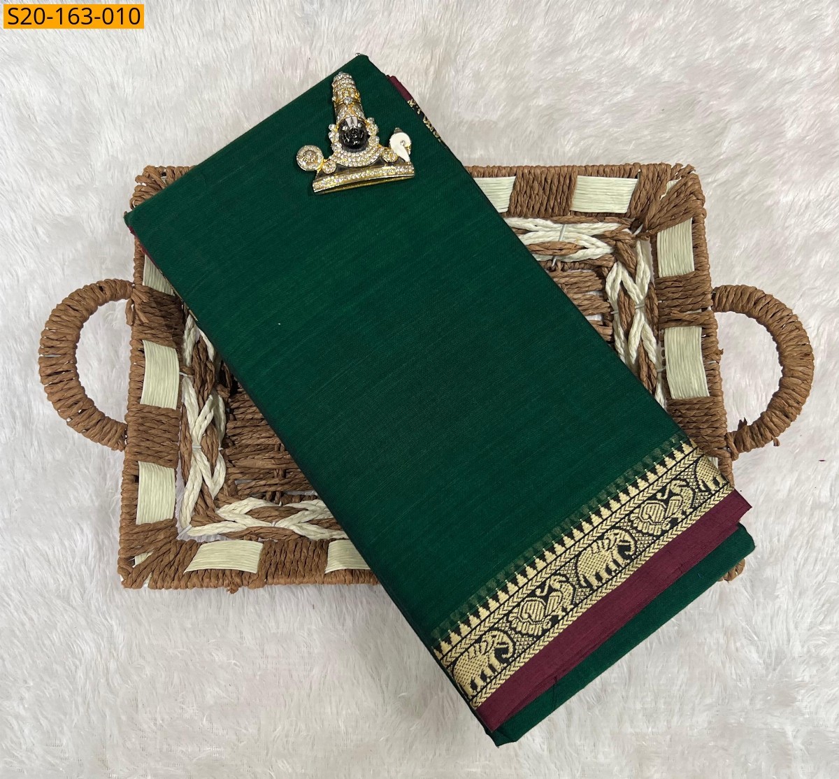 Green Traditional narayanpet drapes saree