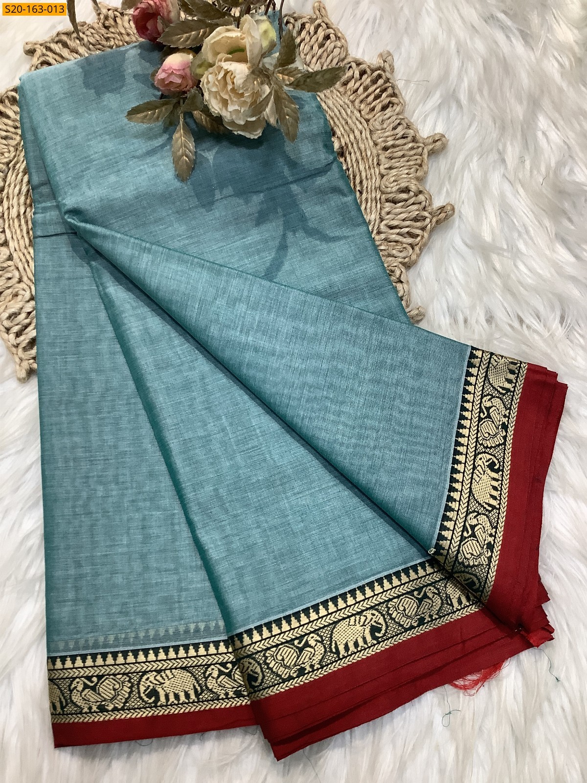 Blue Traditional narayanpet drapes saree