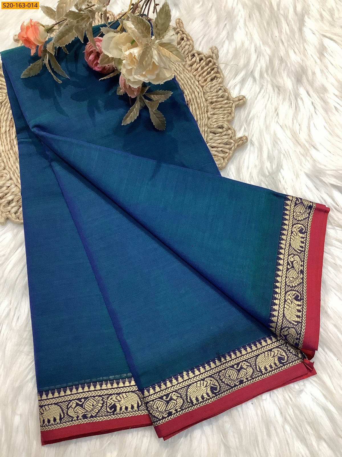 Blue Traditional narayanpet drapes saree