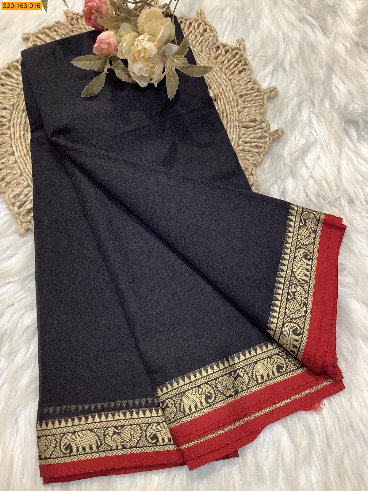 Black Traditional narayanpet drapes saree
