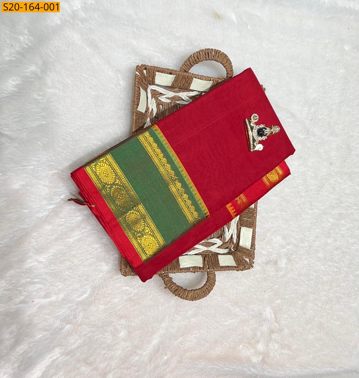 Red Traditional narayanpet drapes saree