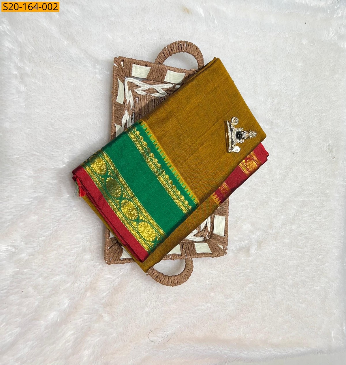 Brown Traditional narayanpet drapes saree