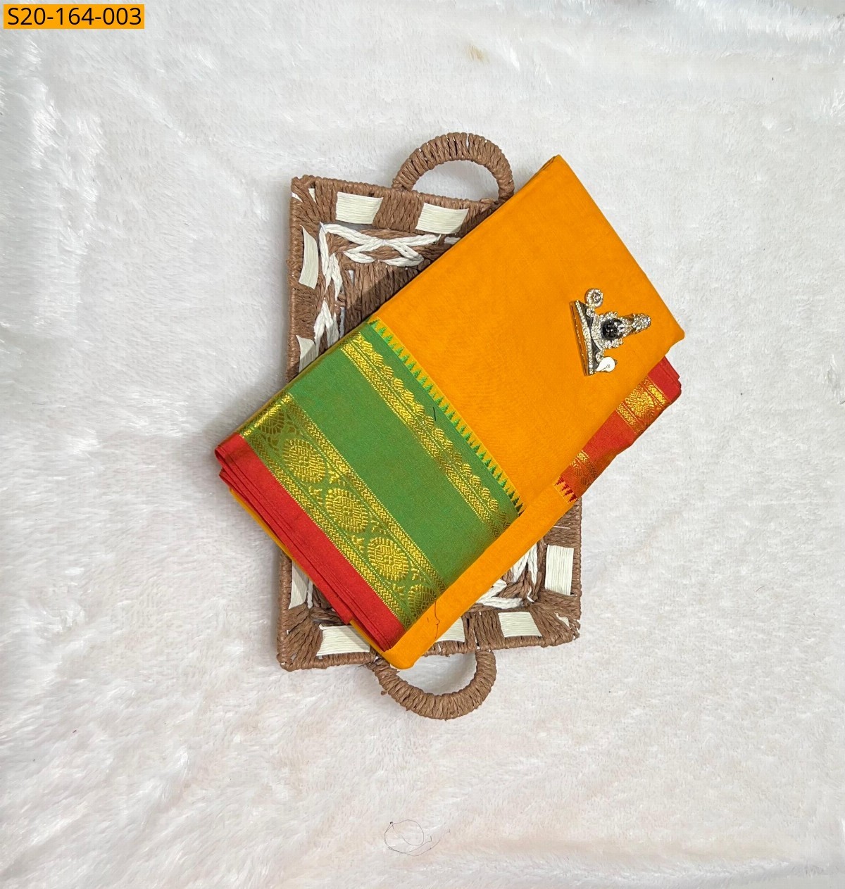 Yellow Traditional narayanpet drapes saree