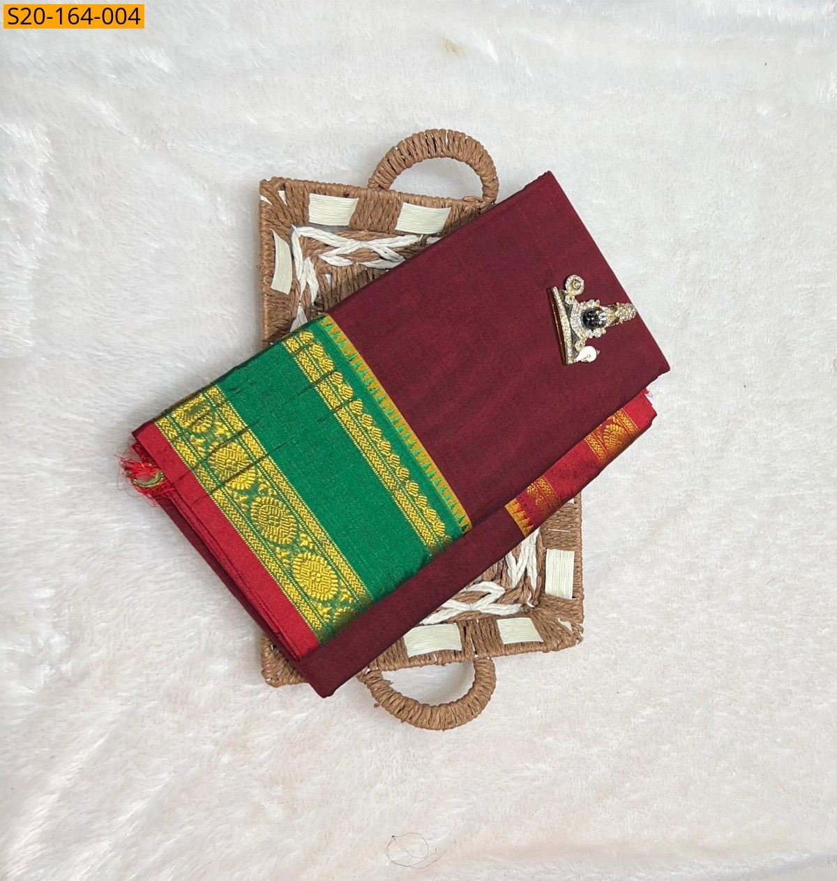Maroon Traditional narayanpet drapes saree
