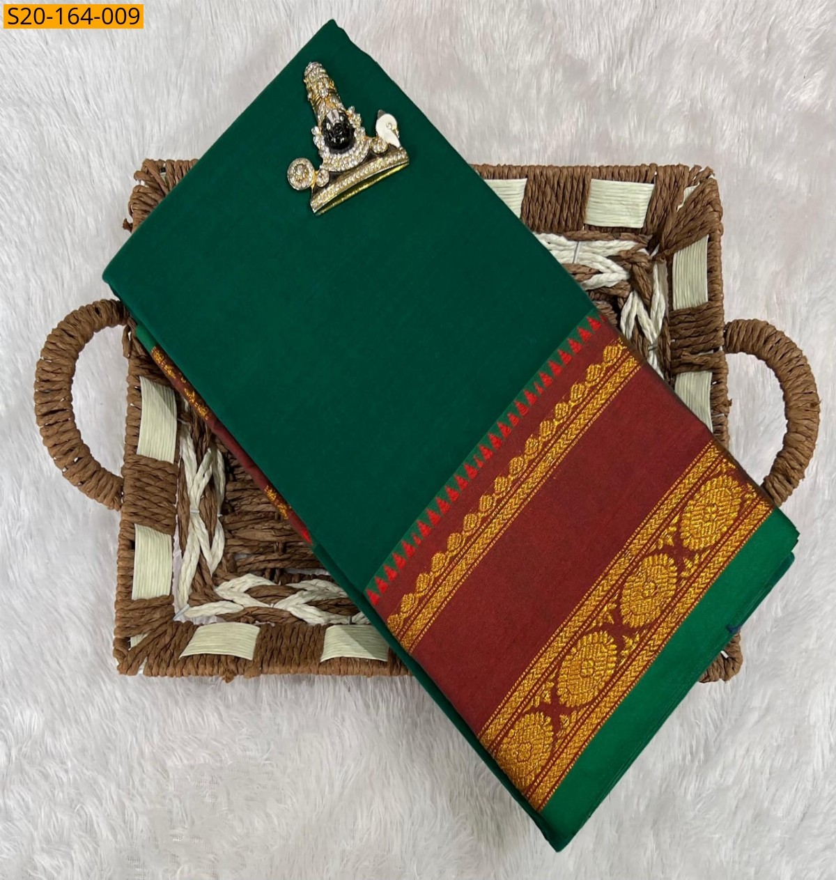 Green Traditional narayanpet drapes saree
