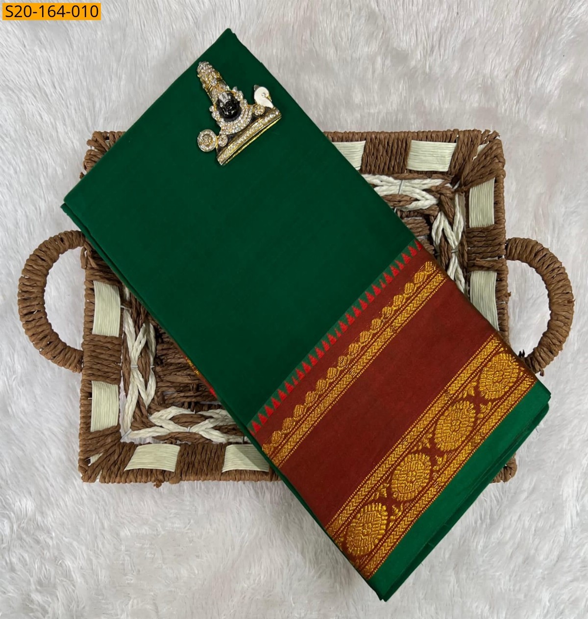 Green Traditional narayanpet drapes saree