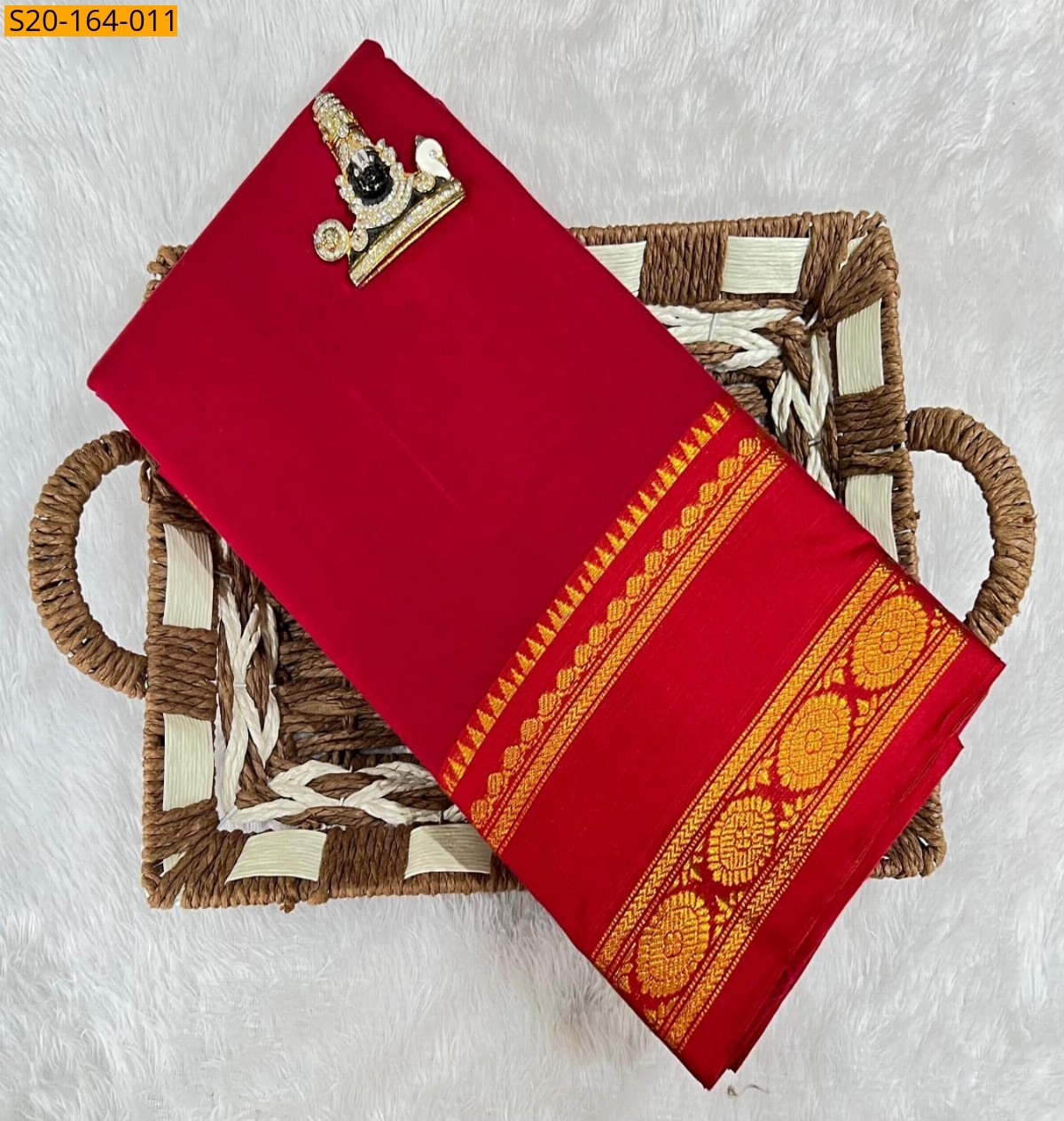 Red Traditional narayanpet drapes saree